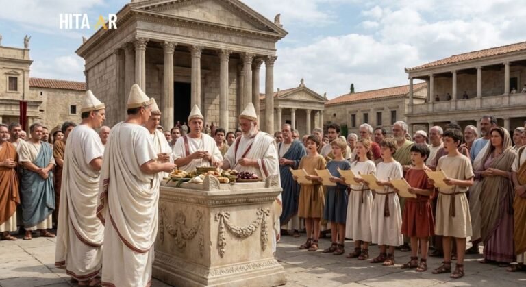 Roman religious ceremony during the Secular Games of 17 B.C.