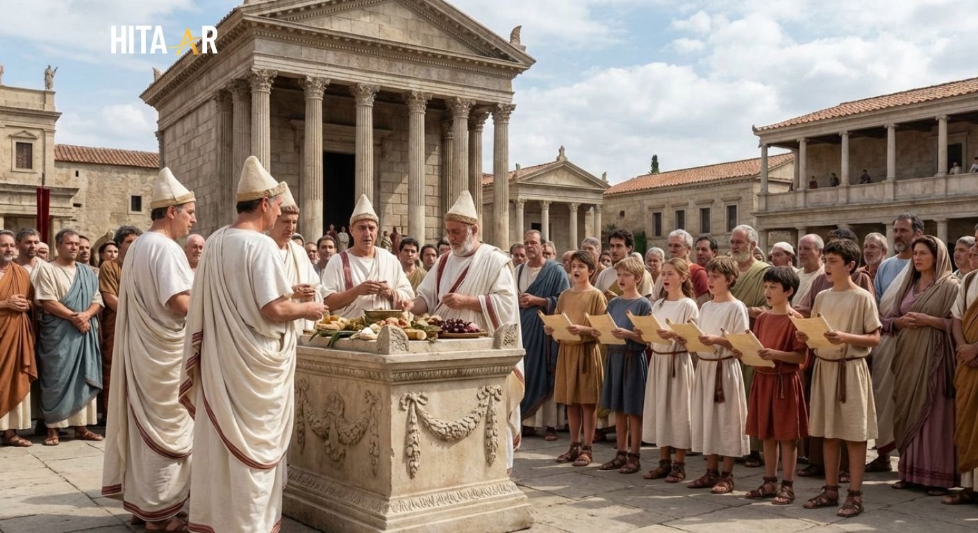Roman religious ceremony during the Secular Games of 17 B.C.