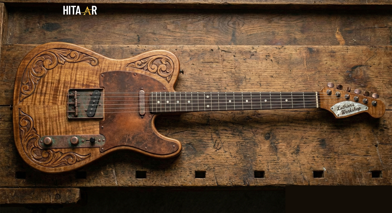 A handcrafted electric guitar cost with unique design details reflecting custom-built craftsmanship.