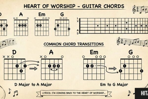 Heart of Worship chords guitar setup with acoustic instrument and worship-style lighting