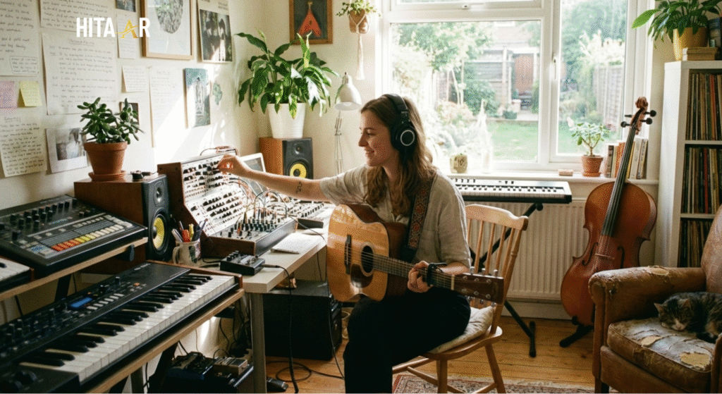 Musician exploring sound and creativity in a calm, personal learning space