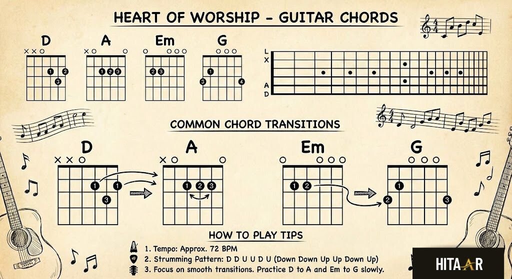 Step-by-step guide to playing Heart of Worship on guitar