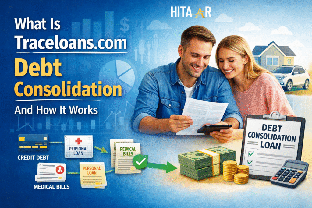 Traceloans.com debt consolidation showing how multiple debts are combined into one simple monthly payment